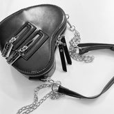 Schwarze Gothic Punk Herz Umhängetasche